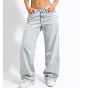 Thrills Billie Low Jean Dirty Fade Light Wash Wide Baggie Leg Size 31